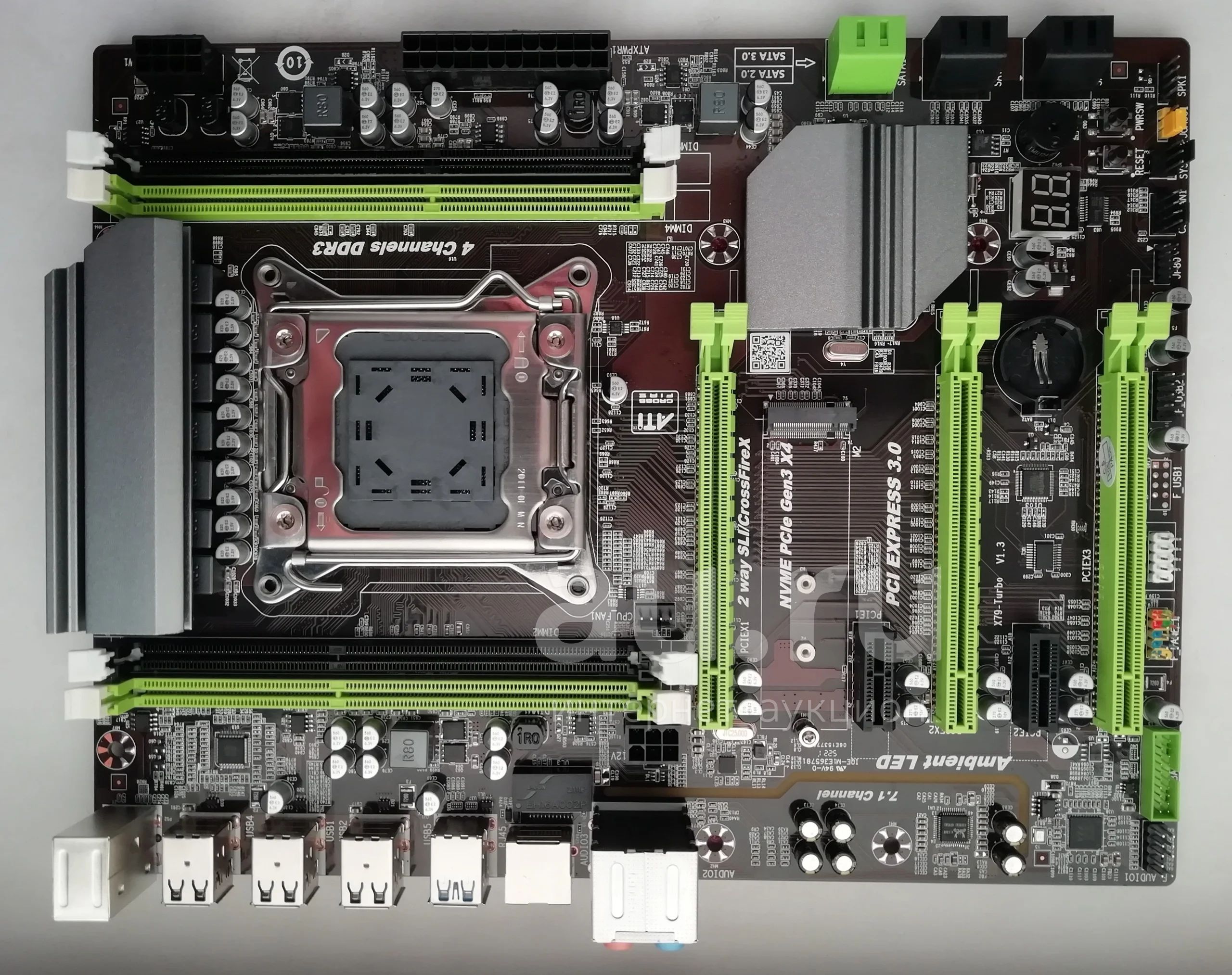 Новая материнская плата Atermiter X79 Turbo (lga 2011, 4-канала памяти,  CrossFire, 5 слотов PCI-e, USB 3.0) — купить в Красноярске. Состояние:  Новое. Материнские платы на интернет-аукционе Au.ru