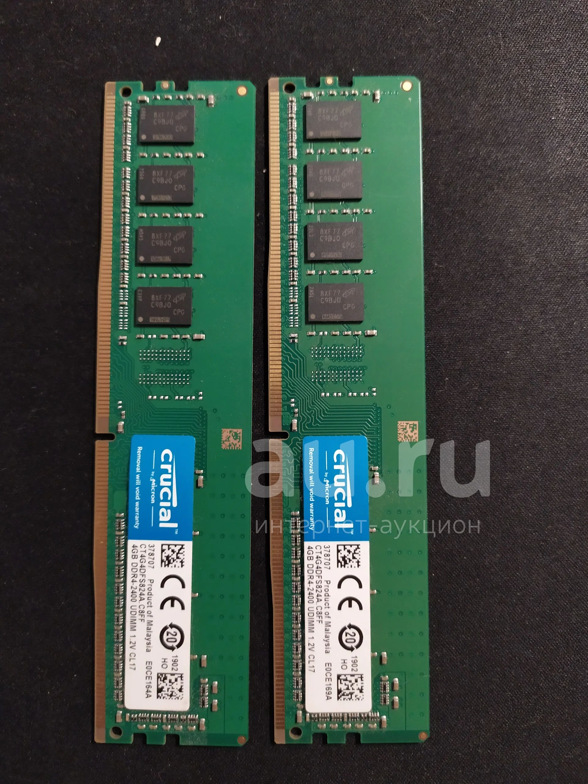 Crucial CT4G4DFS824A DDR4 (две планки по 4ГБ одним лотом) 2400 МГц ...