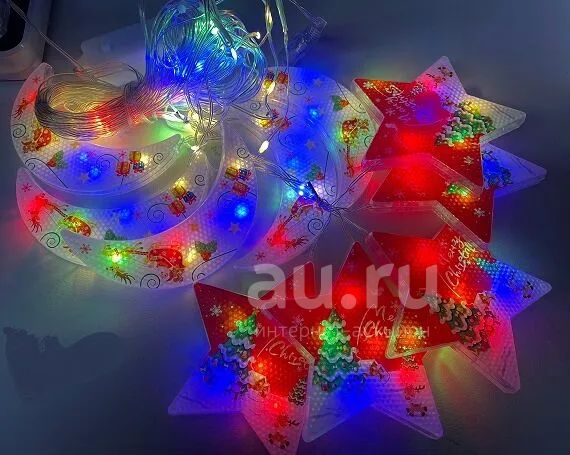 Гирлянда Луна и Звезды, RGB, 10 больших ламп, 3м — купить в Красноярске ...