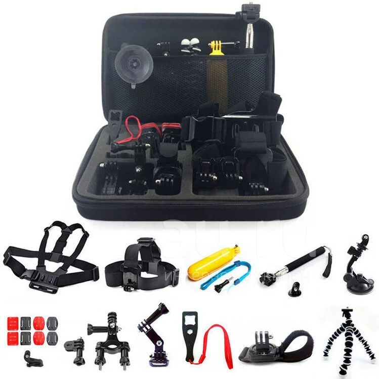 Набор креплений в большом кейсе для экшн камеры SjCam, Xiaomi, Go Pro ...