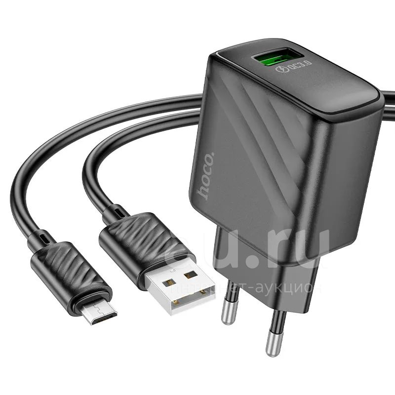 Сетевое зарядное устройство Hoco CS21A Type-A QC3.0 каб. microUSB Black ...