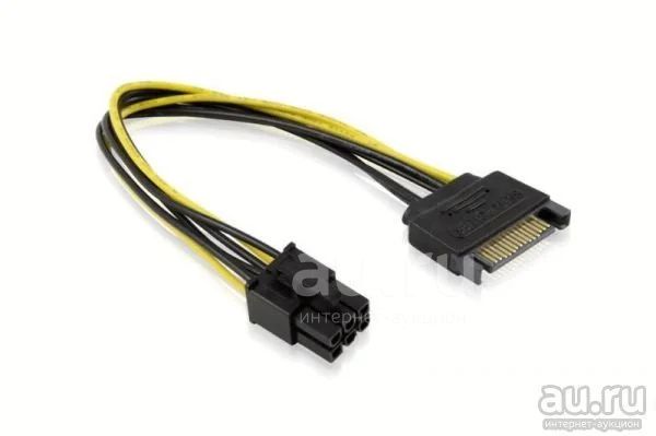 Переходник для видеокарты 6 пин, с 1 SATA от блока питания - на 6 pin к ...
