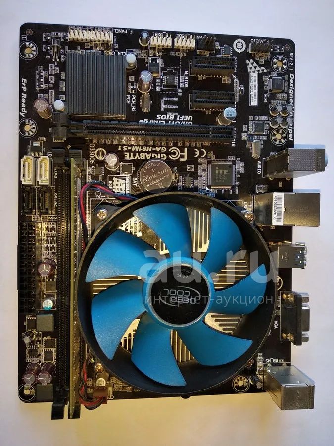 Материнская плата Gigabyte GA-H81M-S1+CPU G3250+4 Gb DDR3+кулер ...