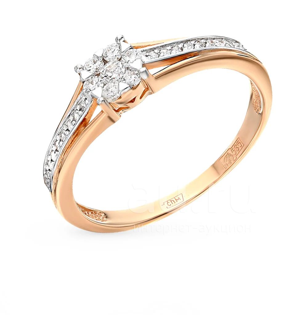 Золотое кольцо февраль. 0490-K5r-02 кольцо с бриллиантами. Золотое кольцо с 21 бриллиантом Санлайт. Золотое кольцо с бриллиантом в 1 карат.